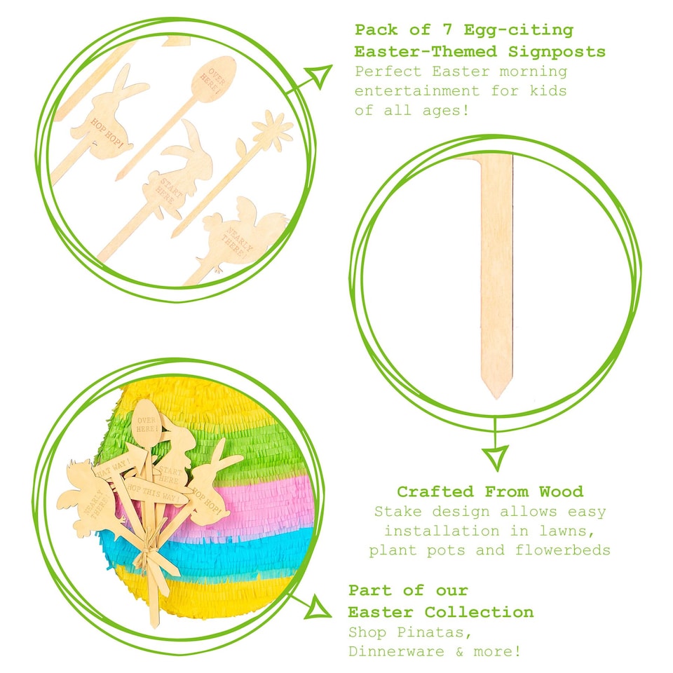 image 1 of Nicola Spring Easter Egg Hunt Signs - 15cm - Natural - Pack of 7