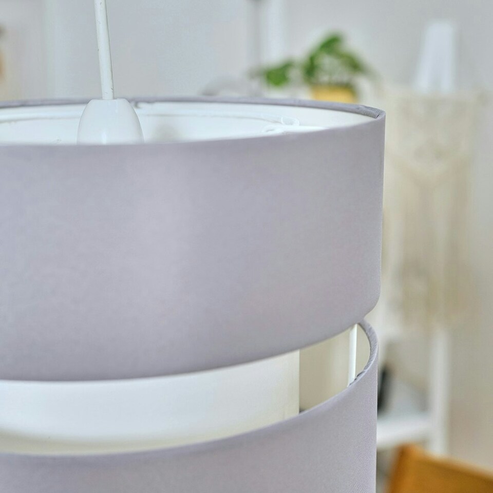 image 1 of ValueLights Sophia Large Grey 2 Tier Ceiling Light Shade and Bulb