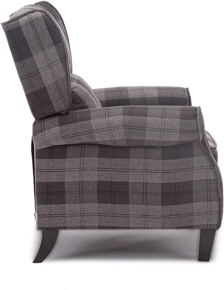 image 1 of Windsor Wingback Signature Linen Tweed Pushback Recliner Armchair Grey | Grey