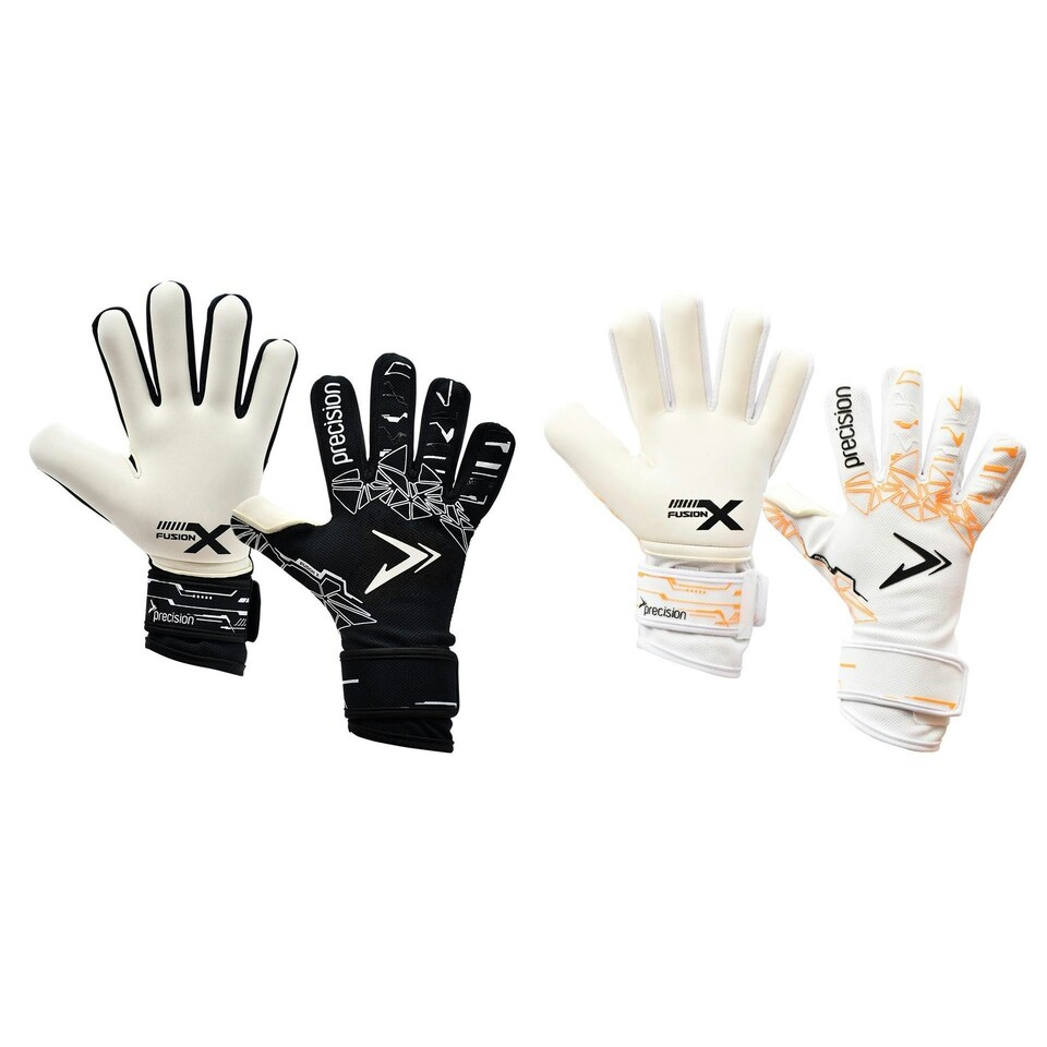 Precision Childrens/Kids Fusion X Pro Lite Giga Goalkeeper Gloves - White/Fluorescent Orange - 7