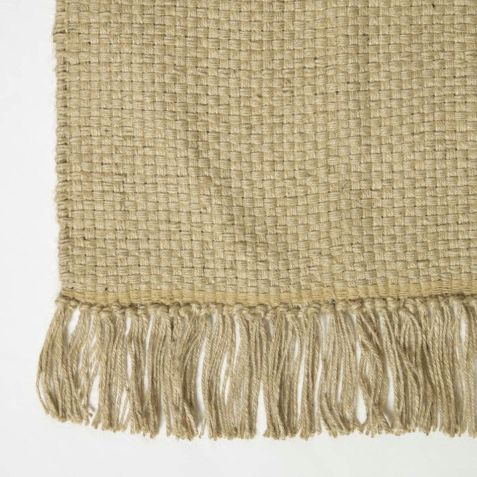 image 1 of Homescapes Zaphyr Natural Handwoven Jute Rug with Tassels - 70 x 120 cm | Cream | Natural