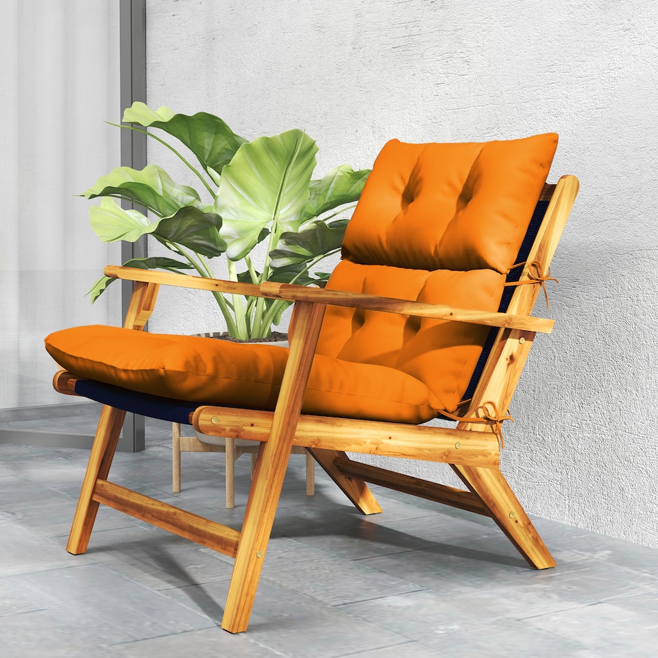 image 1 of Outsunny Adirondack Chair Cushion Rocking Chair Cushion w/ Ties, Orange | Orange | Orange | 1