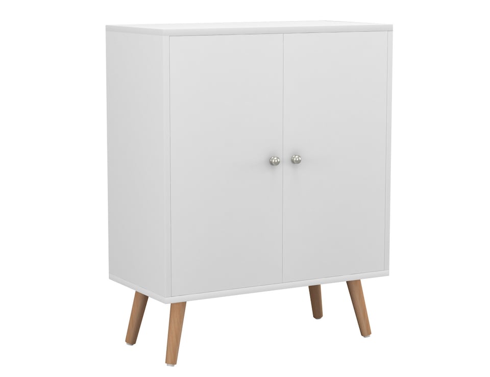 image 1 of White 2-Tier 2-Door Wooden Cabinet With Legs | White | White | 0 x 0 x 0 | 1