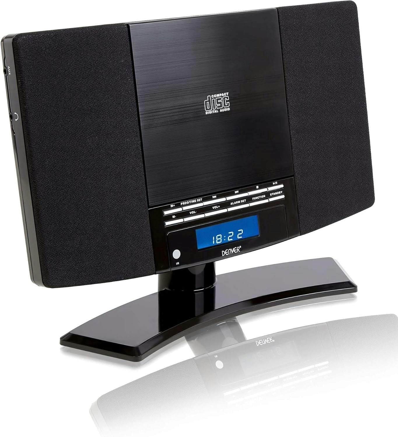 Denver MC-5220 CD Player For Home HiFi System - CD Player With Speakers & Radio - Mains Power, Clock Radio, Remote Control, Desktop Stand/Wall Mounted CD Player