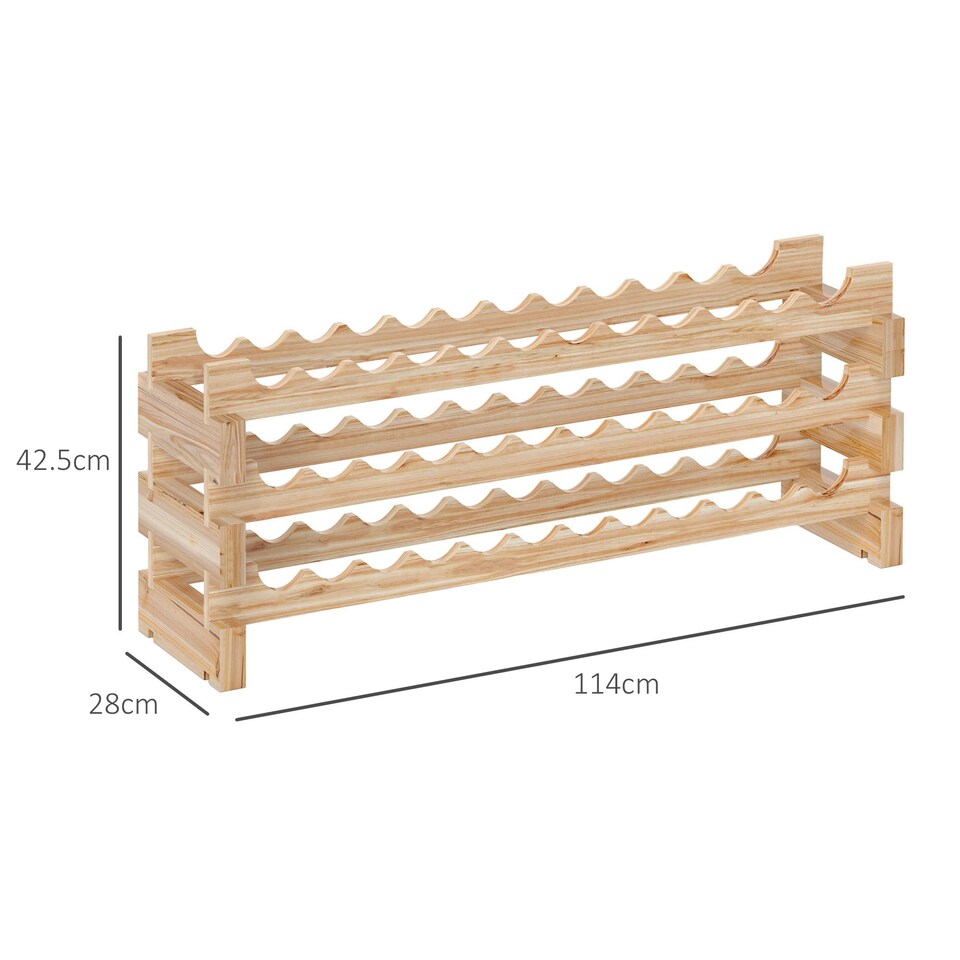 image 1 of HOMCOM 36 Bottle Shelf Wine Rack Holder Standing Holds Storage Fir Wood Cellar