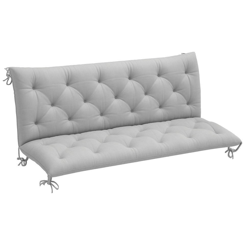 image 1 of Outsunny 3 Seater Garden Bench Cushion Outdoor Seat Pad w/ Ties Light Grey | Grey | Light Grey | 1
