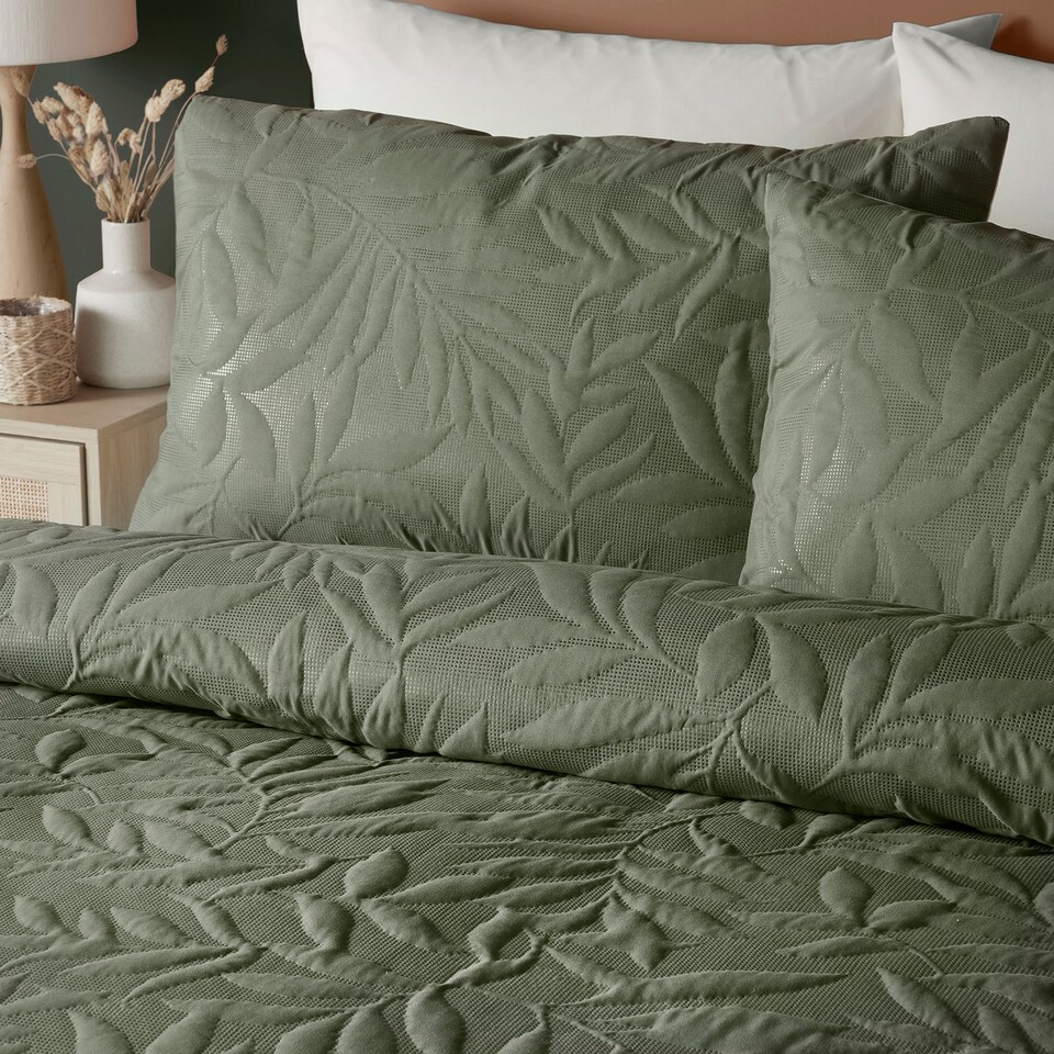 image 1 of Serene Luana Duvet Cover Set Dark Green