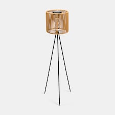 OHS Rattan Solar Floor Lamp Cordless Outdoor Garden Light Auto Sensor | Bronze | Natural