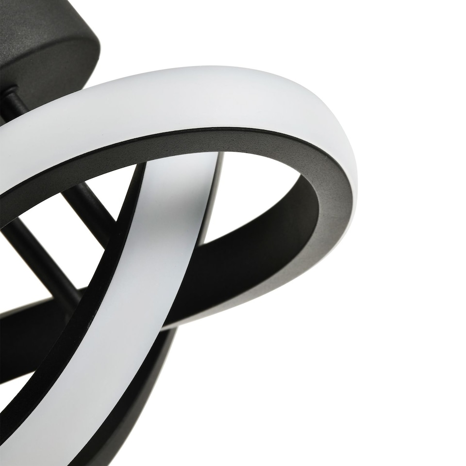 image 1 of Modern LED Black Ceiling Light with Swirl Thick Metal Strip Creates 1253 Lumens | Black | Black | 1