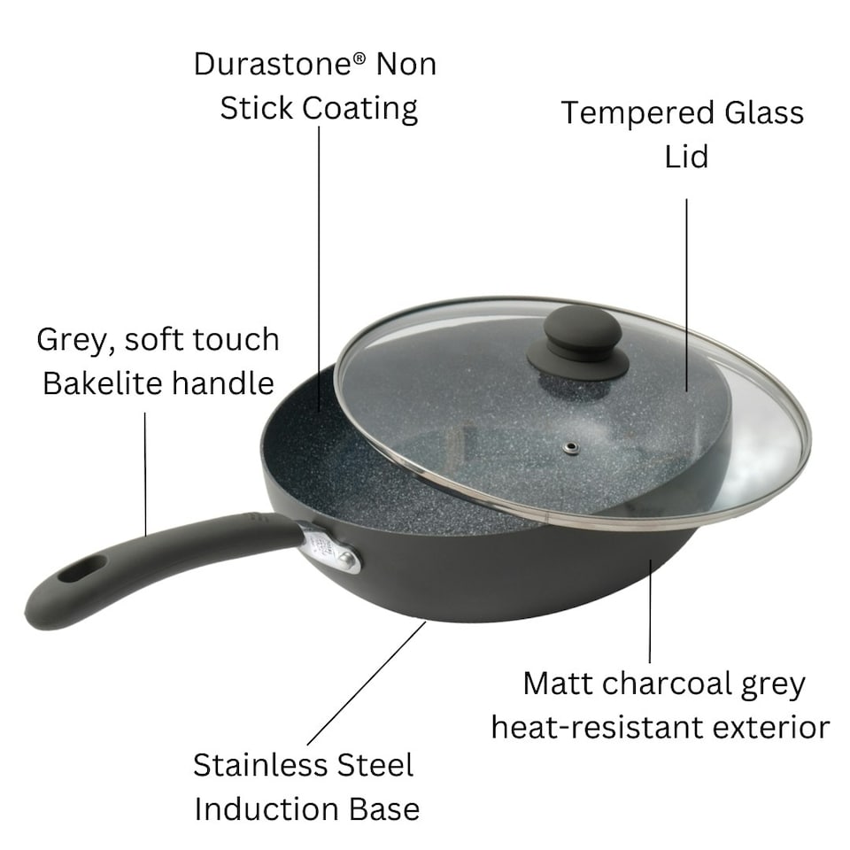image 1 of Durastone Grey Wok with lid