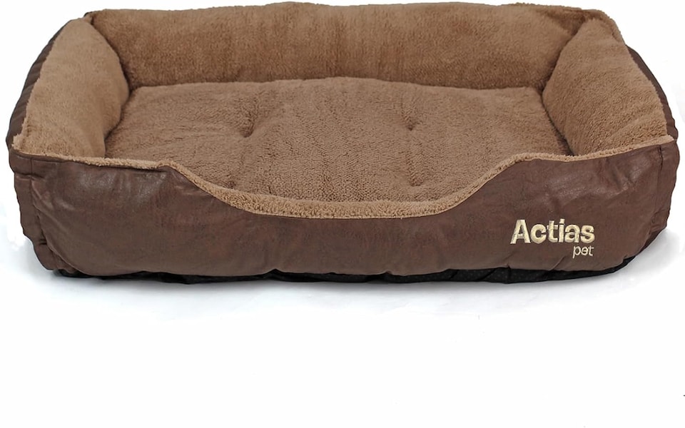 image 1 of Actiaspet Deluxe Faux Leather Dog Bed with Anti-Slip Bottom (Large)