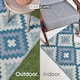 image 4 of Homescapes Outdoor Rug Luxury Waterproof Reversible Recycled, For Garden, Mia Aztec Blue | 120 x 180 cm