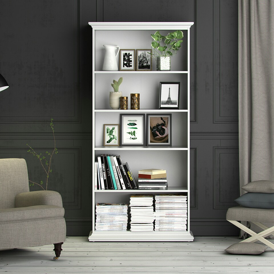 image 1 of Paris Tall Bookcase in White