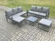 image 2 of Fimous Aluminium 5 Pieces Garden Furniture Sofa Set with Cushions 8 Seater Outdoor Patio Set with Square Coffee Table 2 Big Footstools Dark Grey