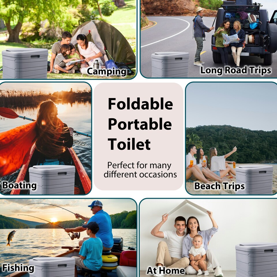 image 1 of 24L PORTABLE FOLDING CAMPING TOILET COMPACT POTTY LOO CARAVAN PICNIC FISHING