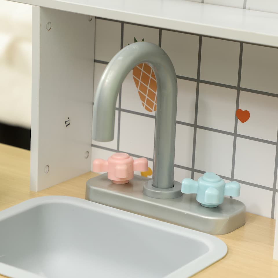 image 1 of AIYAPLAY Toy Kitchen, Pretend Role Play Kitchen w/ Ice Maker, Microwave