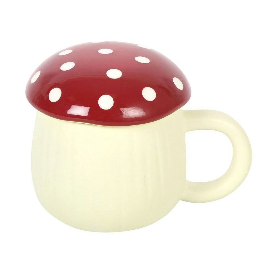 image 1 of Something Different Mushroom Mug - Cream/Red - One Size