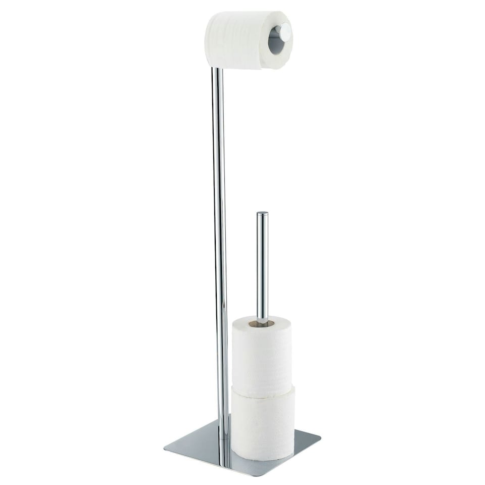 image 1 of Showerdrape Stamford Stainless Steel Chrome Toilet Roll Holder & Spare Paper Holder Combination