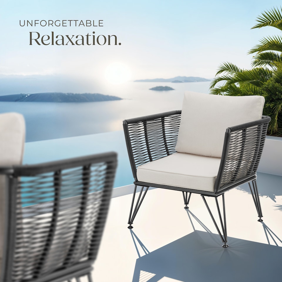 image 1 of Garden Chair Sundo - thick seat cushions, removable cushion covers | Grey | anthracite | 67 x 75,50 x 71 cm | 2