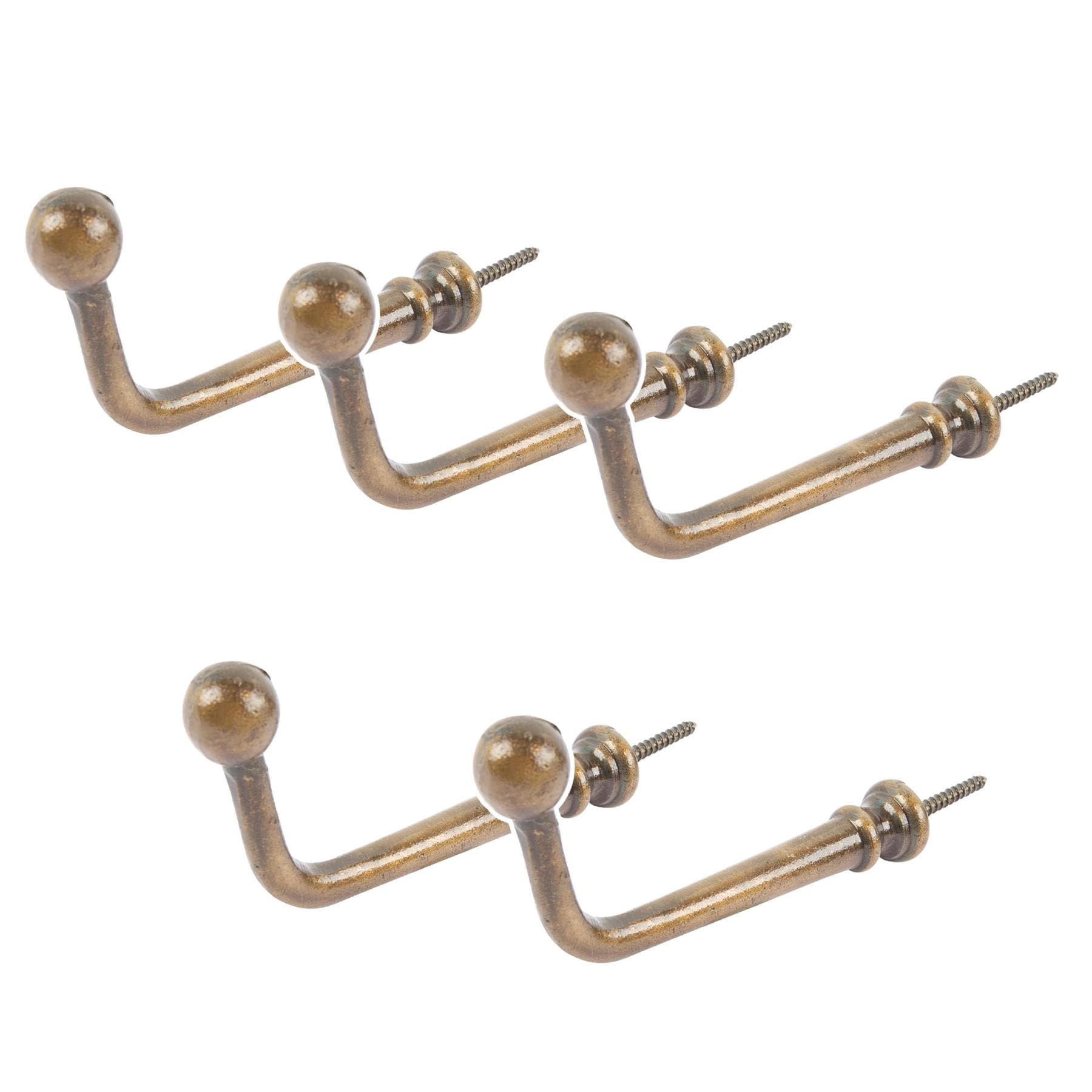 Hammer and Tongs Flat Top Screw Hook - W20mm x H60mm - Pack of 5 in Gold | Size: 1000mm x 1000mm