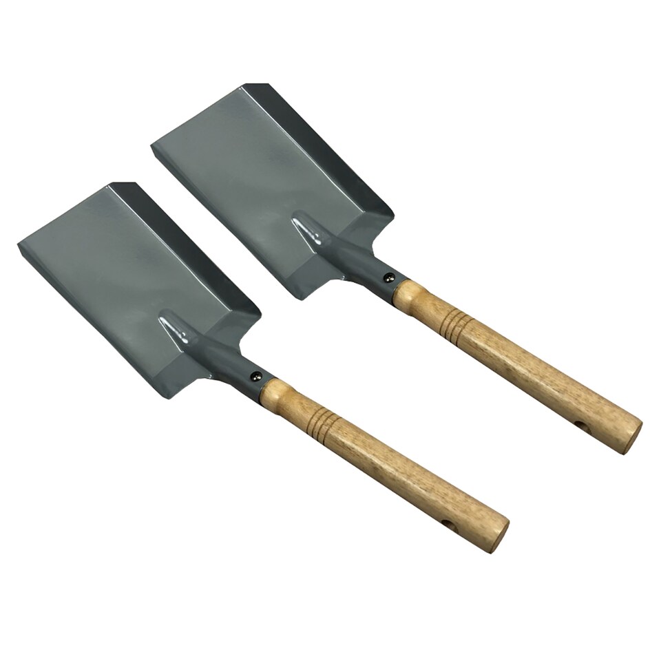 image 1 of Metal Fireside Fireplace Shovel in French Grey with Wooden Handle (Set of 2)