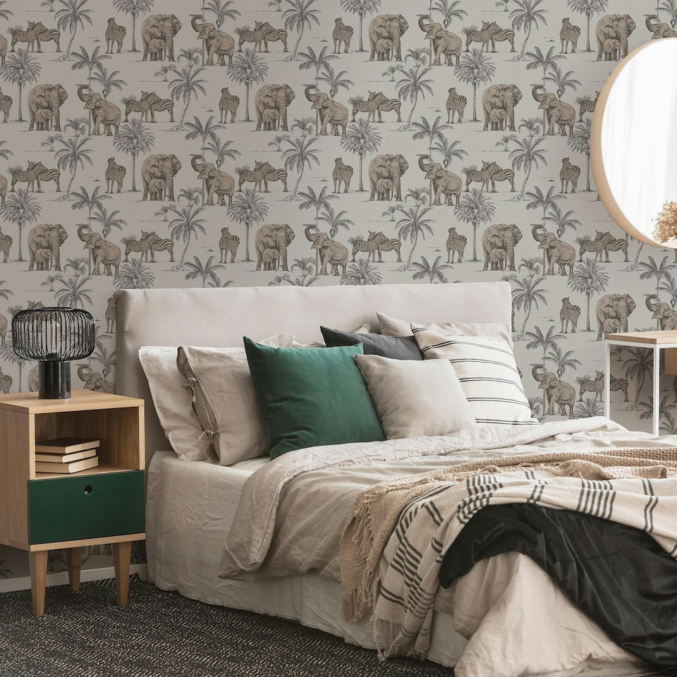 image 1 of Fresco Natural Patterned Wallpaper | Cream | Cream | 10m Length x 52cm Width