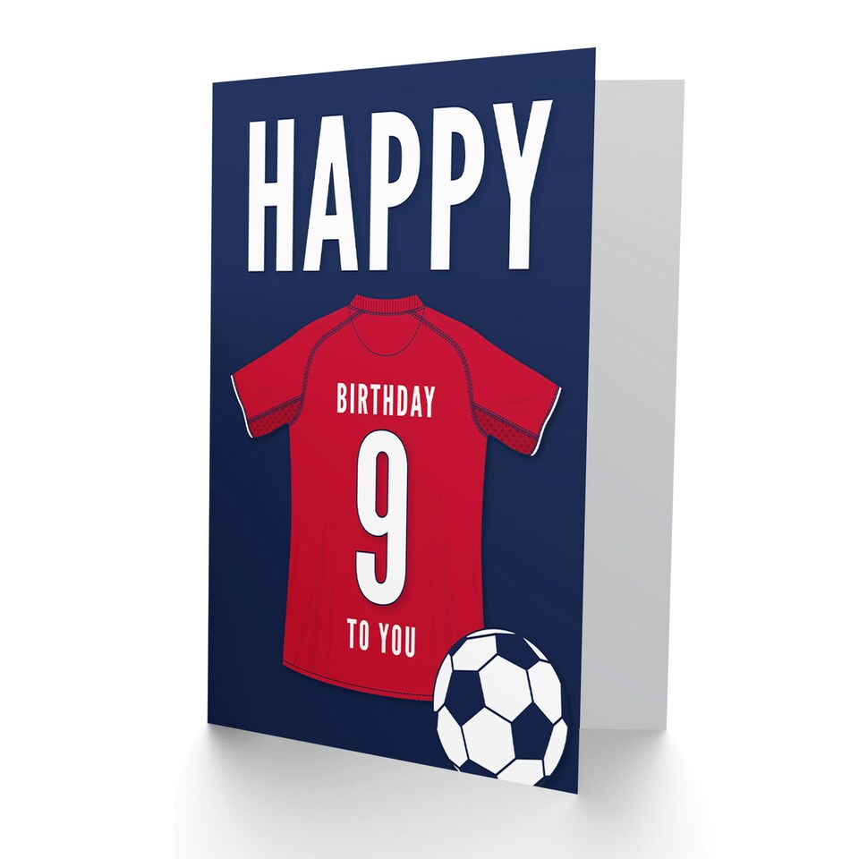 image 1 of Football Strip Kit Dark Red Top On Age 9 Year Old Child Kids 9th Birthday Card