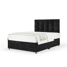 Super Ortho Orthopaedic Black Naples Velvet Divan Set And Pearl Headboard Double