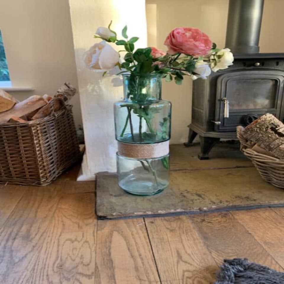 image 1 of Verano Spanish Ceramics Recycled Glass Slim Aba Vase - 45cm | Clear | 1