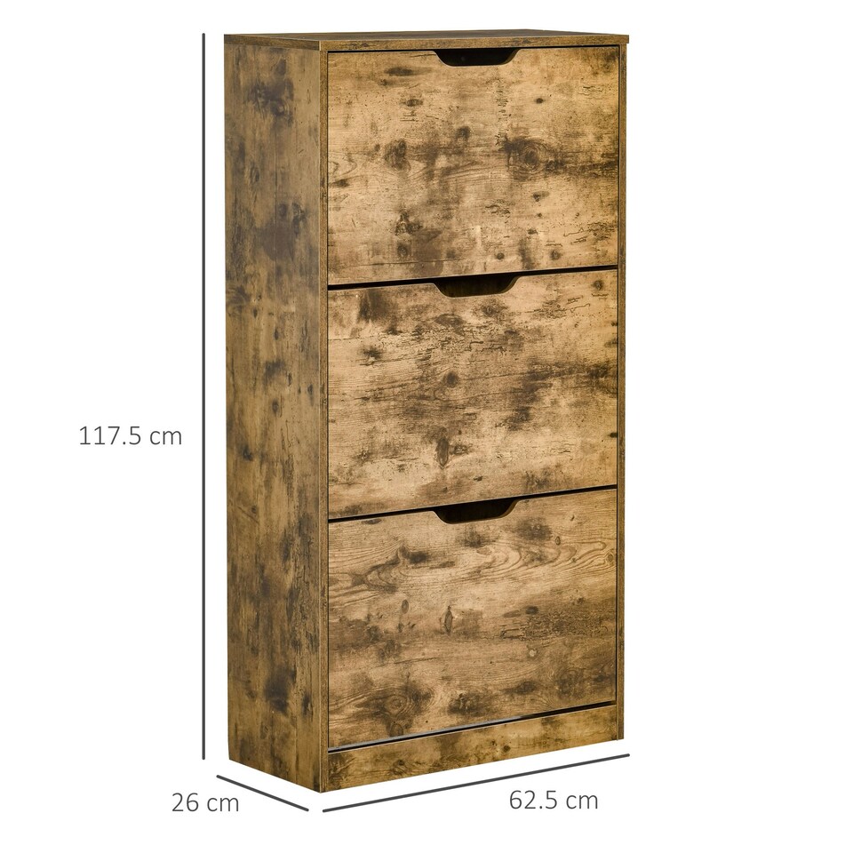 image 1 of HOMCOM Shoe Cabinet Entryway Rack with 3 Flip Drawers Adjustable for 18 Pairs