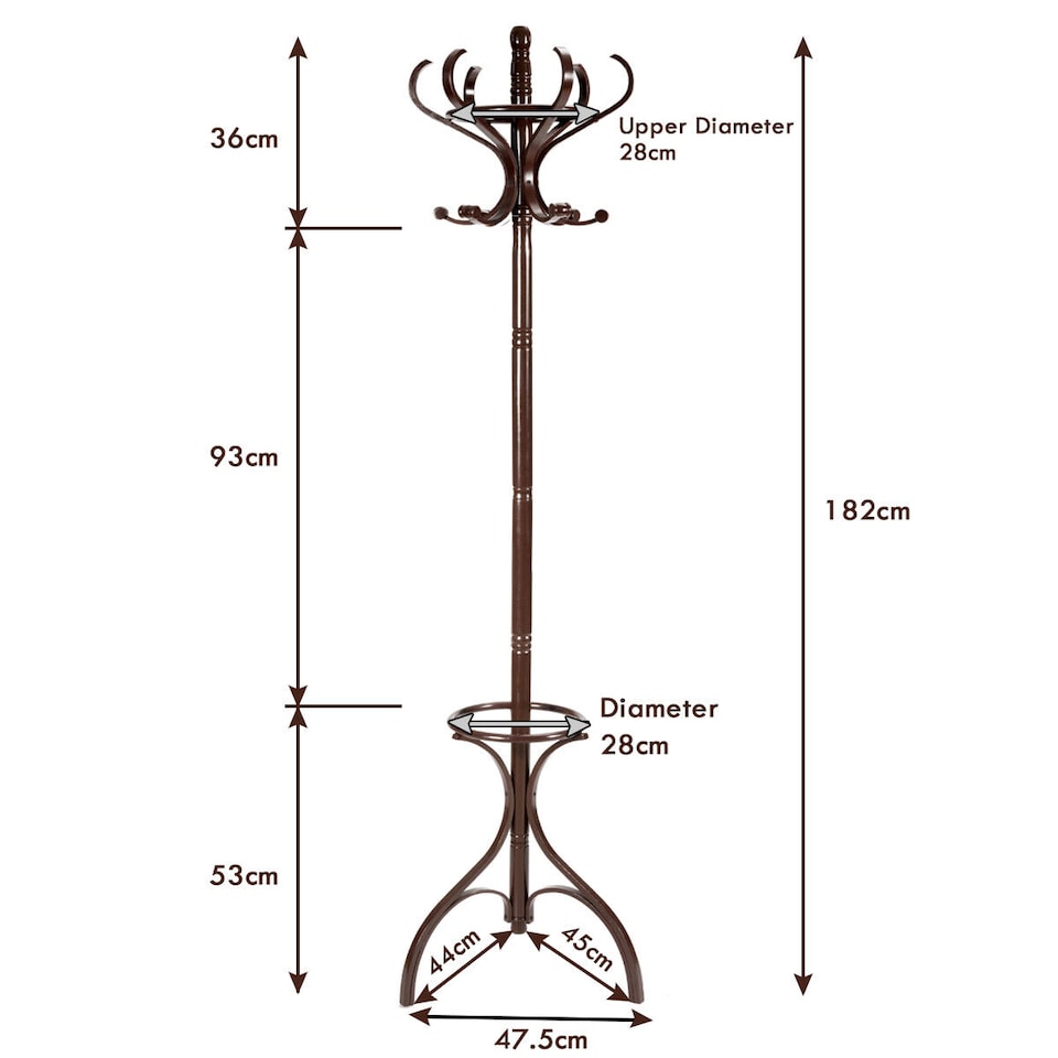 image 1 of COSTWAY Wooden Rotating Coat Hat Hanger Free Standing Hallstand Umbrella Stand 12 Hooks