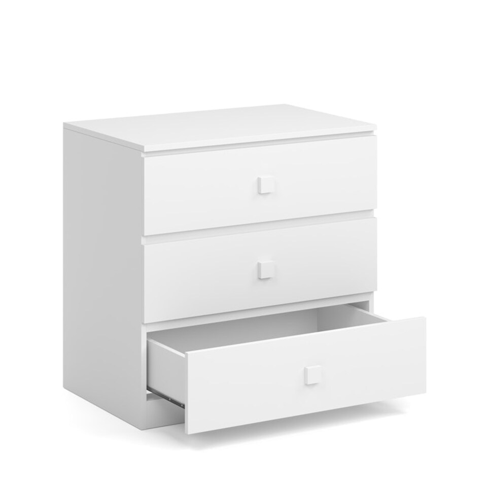 image 1 of Kudl - Kids 3 Drawer Chest - MDF/Wood - L45 x W70 x H70 cm - White