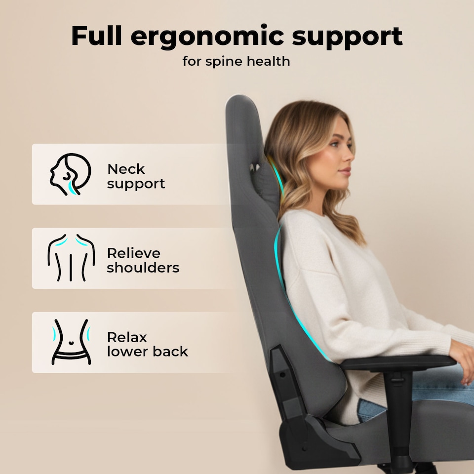 image 1 of Levede Ergonomic Office Chair Reclining Executive Chair Spring Foam Cushion | Grey | Grey
