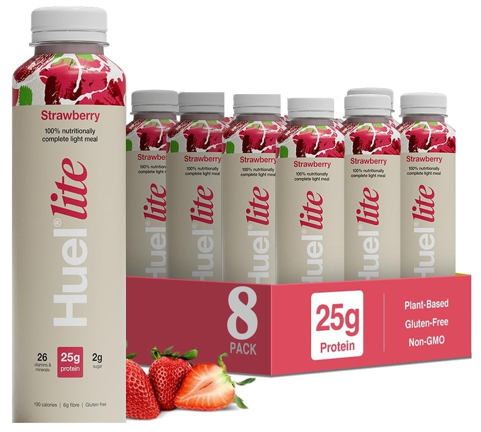 image 1 of Huel Ready-to-Drink Meal, LITE Strawberry Protein Drink, 500ml Bottles (Pack of 8) - Protein Shakes, Pre-Portioned Meal, 25g of Protein per Bottle