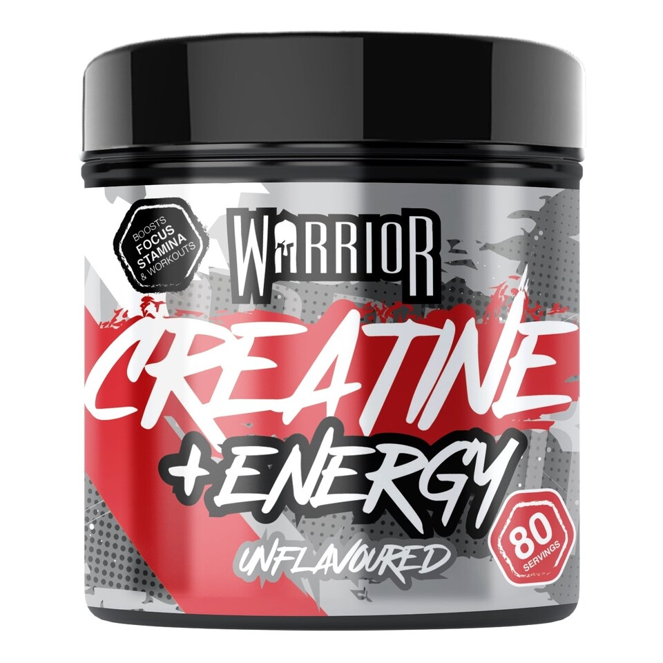 image 1 of Warrior Creatine + Energy – 3g Creatine, 80mg Caffeine & B-Vitamins for Strength, Focus & Stamina – Blue Razz, 360g (112 Servings)