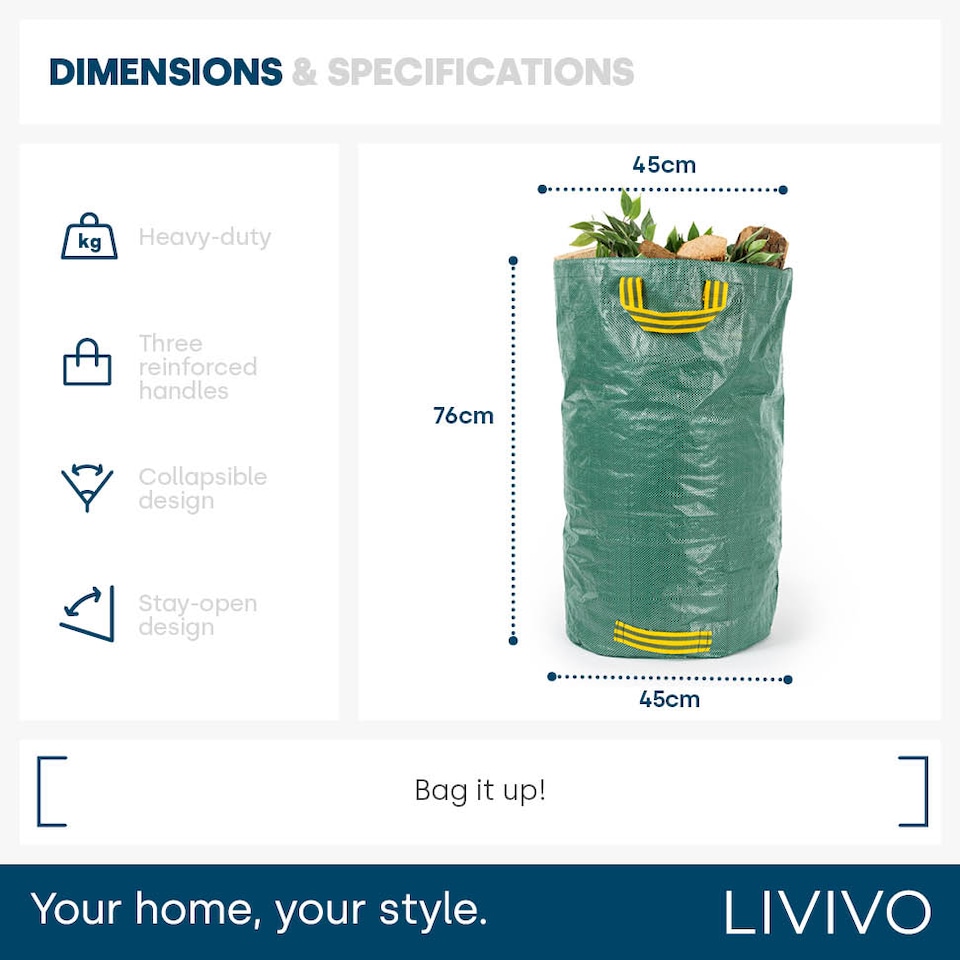 image 1 of Livivo Premium Garden Bags 120L Set of 2