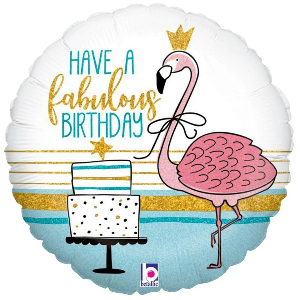 Oaktree Fabulous Birthday Flamingo Foil Balloon - White/Pink/Gold - One Size