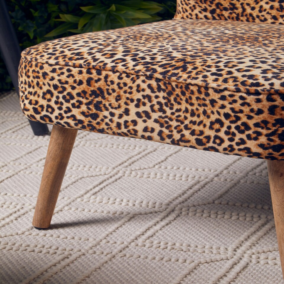 image 1 of Cefena Leopard Print Velvet Chair Brown