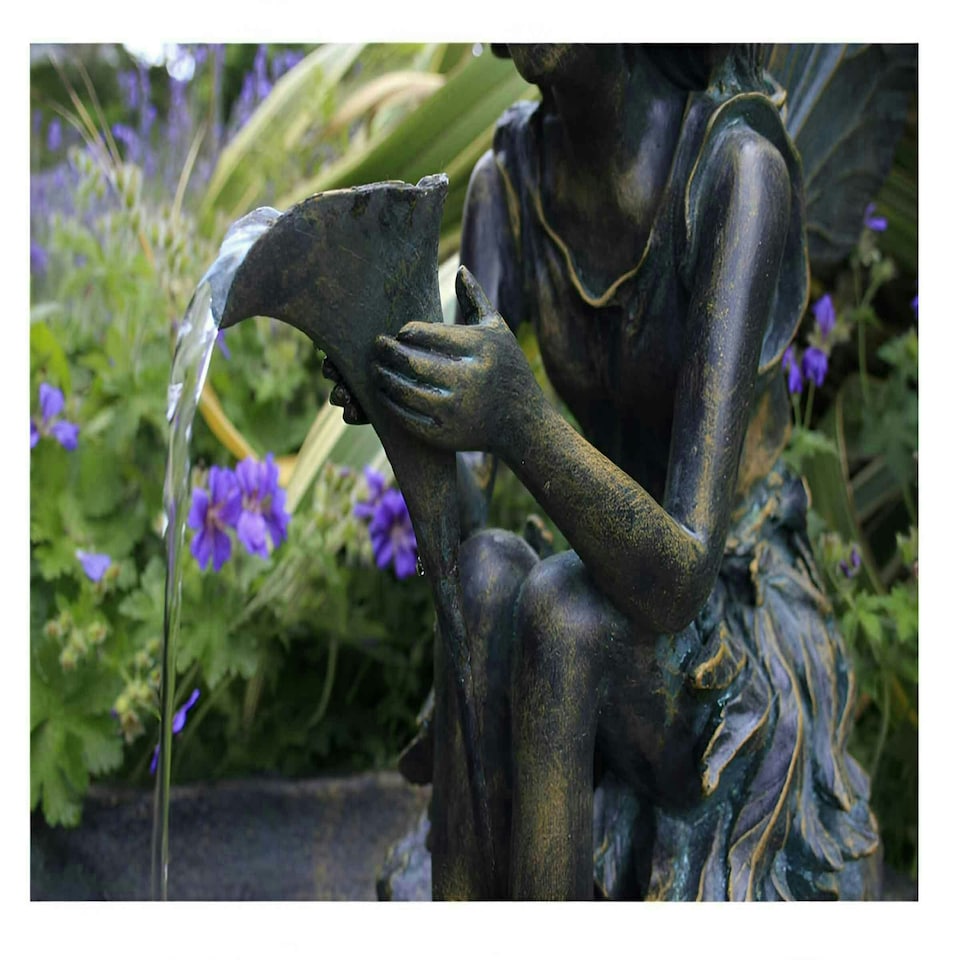 image 1 of Primrose Fairy on Clam Shell Solar Powered Water Feature Fountain 78cm