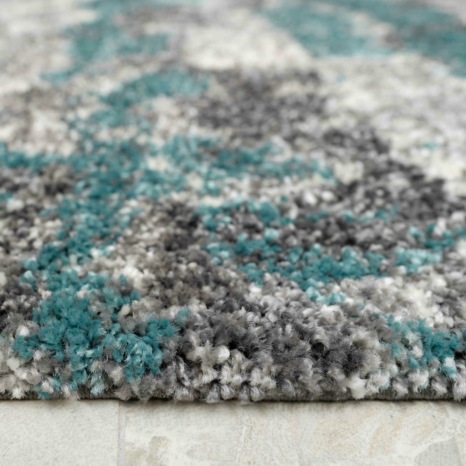 image 1 of KUKOON Light Blue Mottled Shaggy Living Room Area Rug 80cm x 150cm Blue