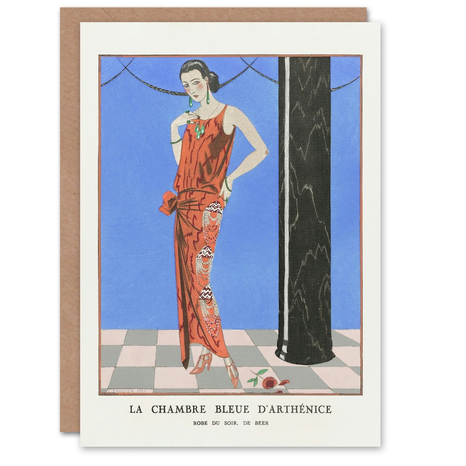 image 1 of George Barbier Art Card Blue Room of Arthenice Vintage Fashion