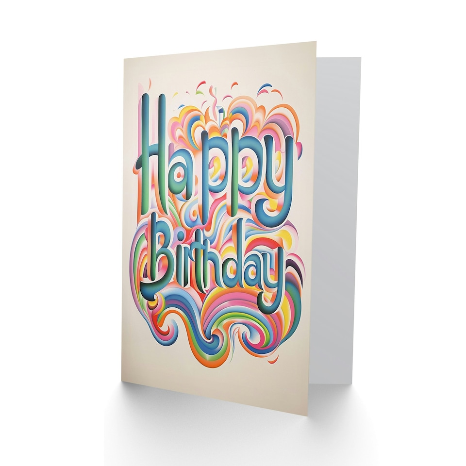 image 1 of Fun Rainbow Retro Swirls Contemporary Man Birthday Card
