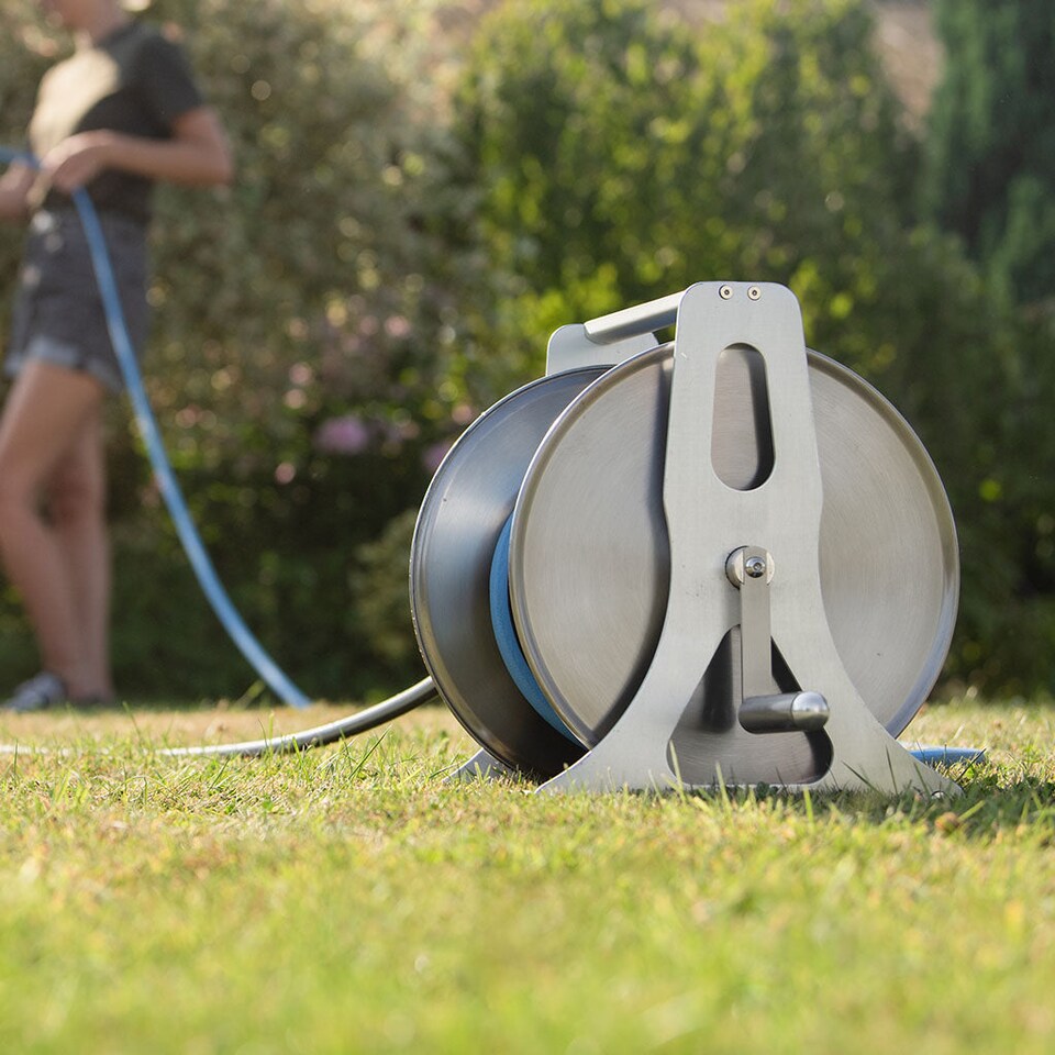 image 1 of Flopro Professional Empty Metal Hose Reel, Stainless Steel & Aluminium