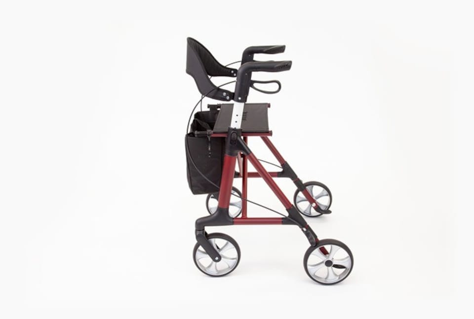 image 1 of The Ramp People TRP7 Folding Rollator Walker with Seat, Bag & Backrest - Red