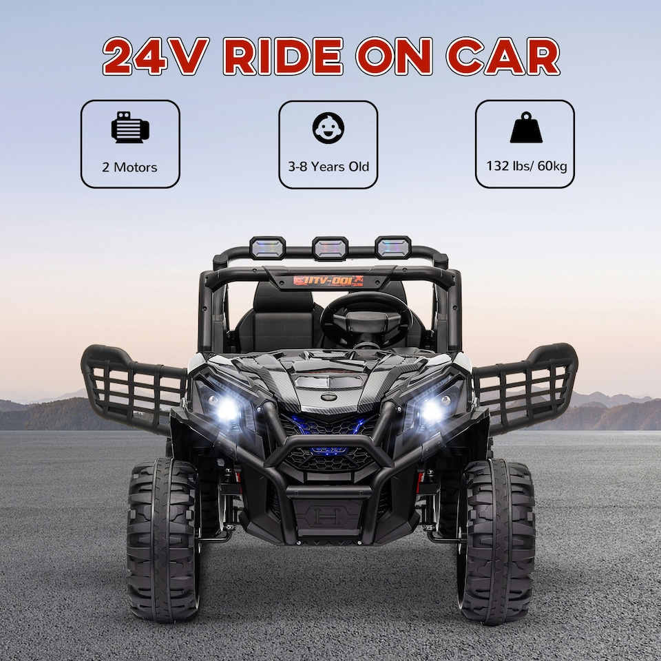 image 1 of AIYAPLAY 2 Seater 24V Kids Electric Car w/ Remote Control, Black