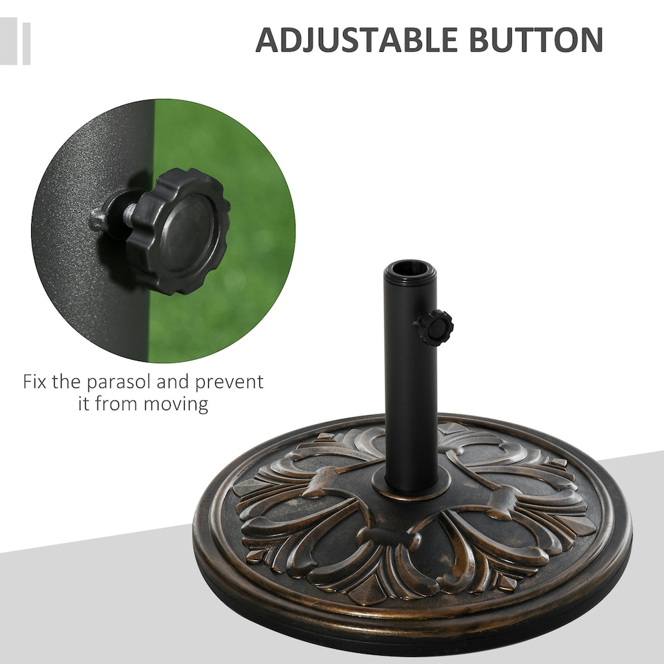 image 1 of Outsunny 13KG Round Parasol Base Heavy Duty Cement Stand Umbrella Holder Bronze