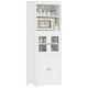 image 1 of HOMCOM Freestanding Kitchen Cupboard, 4-Door Storage Cabinet with Adjustable Shelf and Glass Doors for Dining Room, Living Room, White