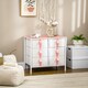 image 2 of HOMCOM Chest of Drawers, Cloth Organizer Unit with 6 Fabric Drawers, Metal Frame and Wooden Top, Storage Cabinet for Kids Room, Living Room, Closet, Hallway, Pink