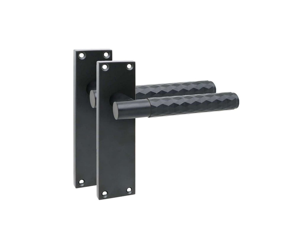 image 1 of Golden Grace 5 Pairs Victorian Knurled Diamond Cut T-Bar Interior Door Handle on Backplate Matt Black - 150mm x 40mm