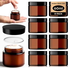 Cosmetic Amber Glass Jar Set - UV Protection for Powder, Lotion and Cream